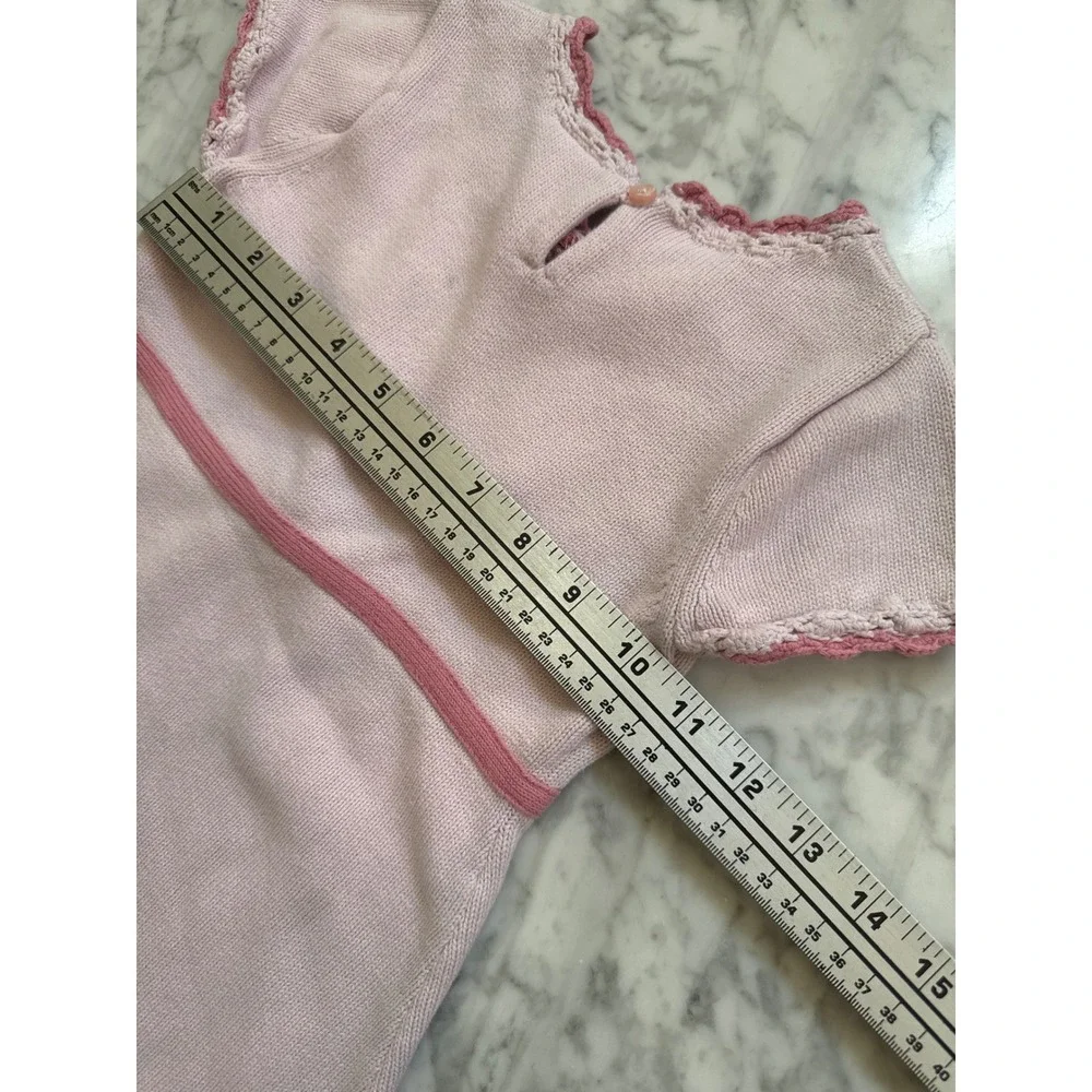 Gymboree Girls Pink Cotton Knit Floral Embroidered Sweater Dress Size 6 Vintage